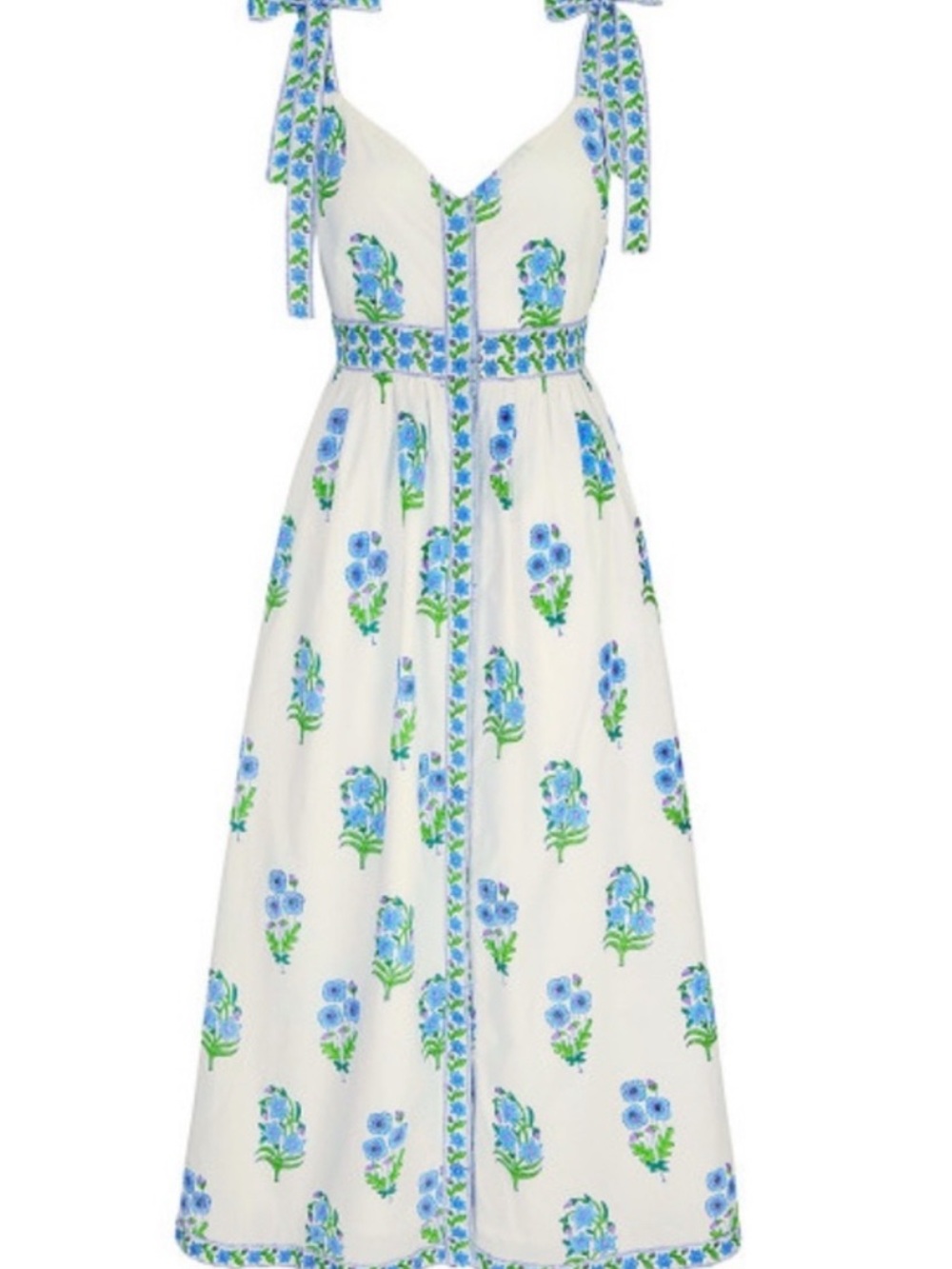Tuckernuck Pink City Cyan Magnolia Maree Summer Maxi Dress w/ Blue Floral Print
